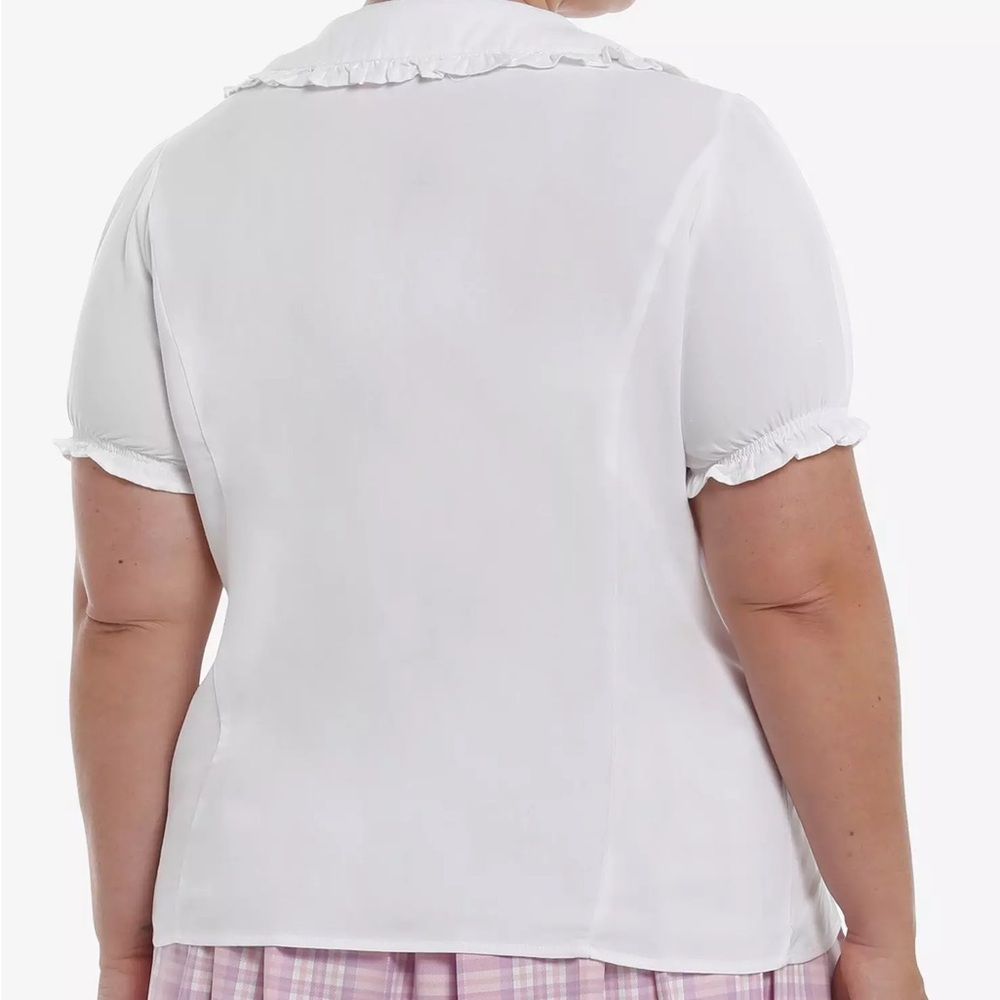 Sweet Society Pink Jack-O'-Lanterns Ruffle Collar Girls Top - Picture 3 of 6